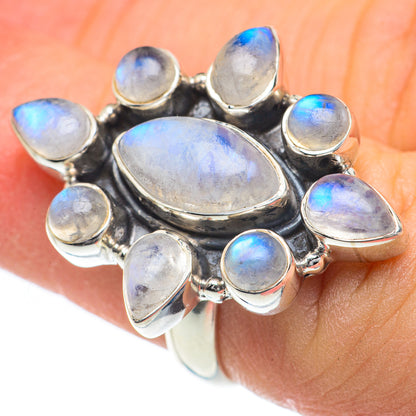 Rainbow Moonstone Rings handcrafted by Ana Silver Co - RING62046