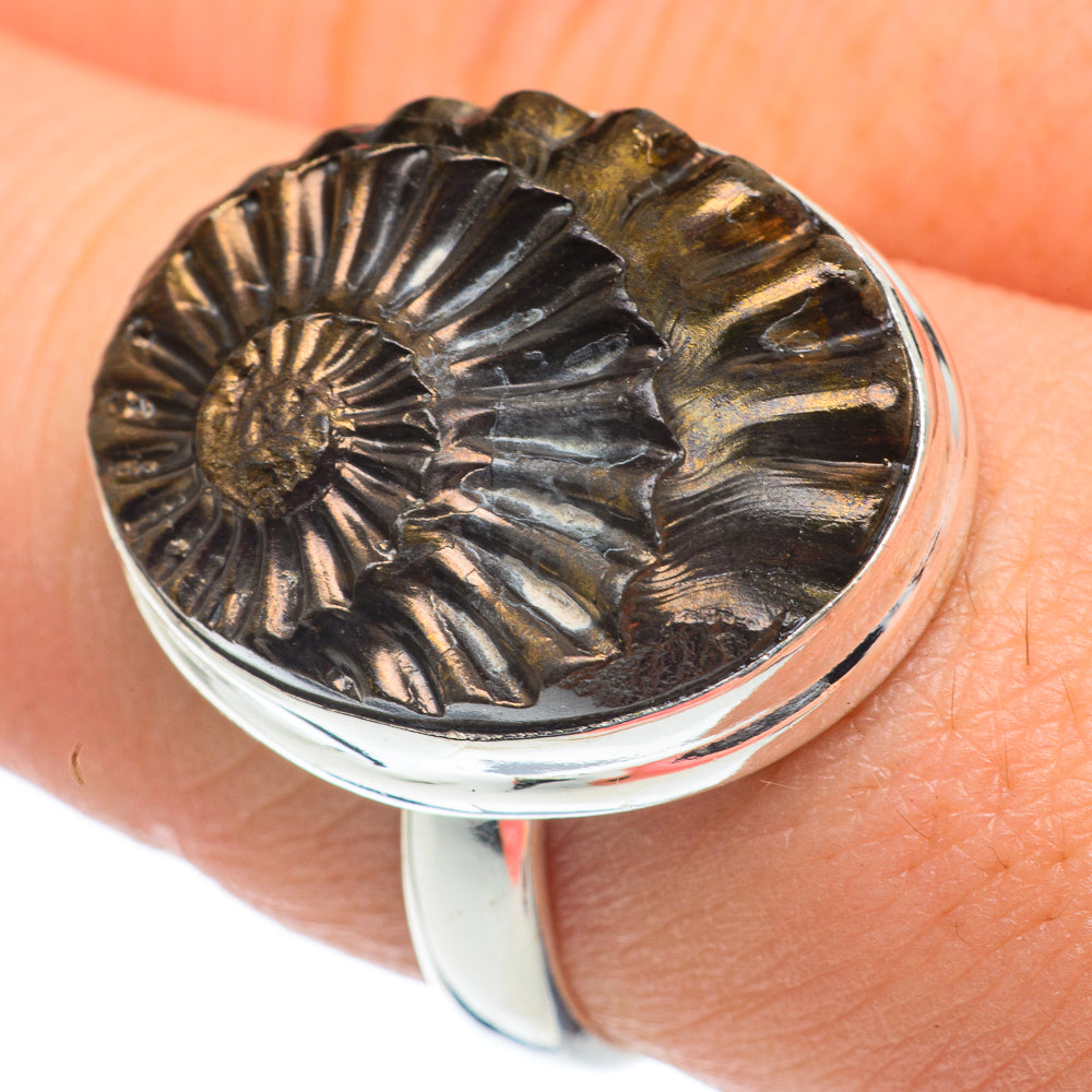 Pyrite Fossil Rings handcrafted by Ana Silver Co - RING62078