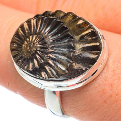 Pyrite Fossil Rings handcrafted by Ana Silver Co - RING62078