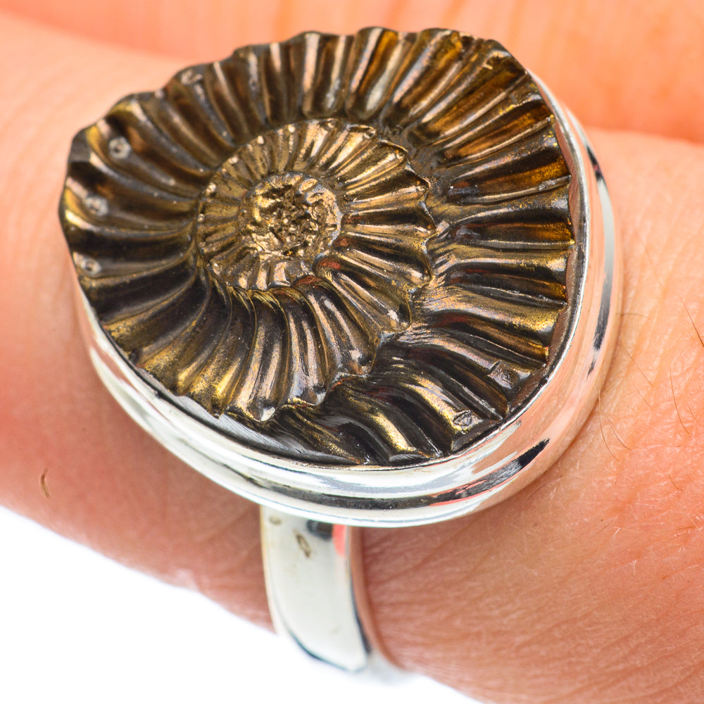 Pyrite Fossil Rings handcrafted by Ana Silver Co - RING62079