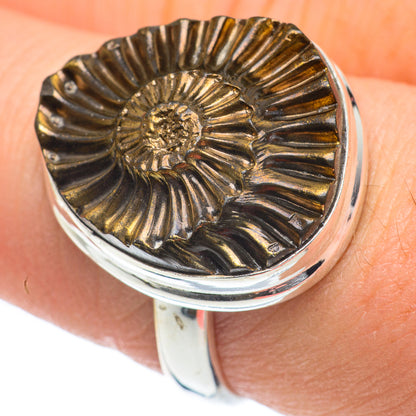 Pyrite Fossil Rings handcrafted by Ana Silver Co - RING62079