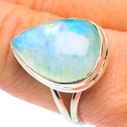 Rainbow Moonstone Rings handcrafted by Ana Silver Co - RING62093