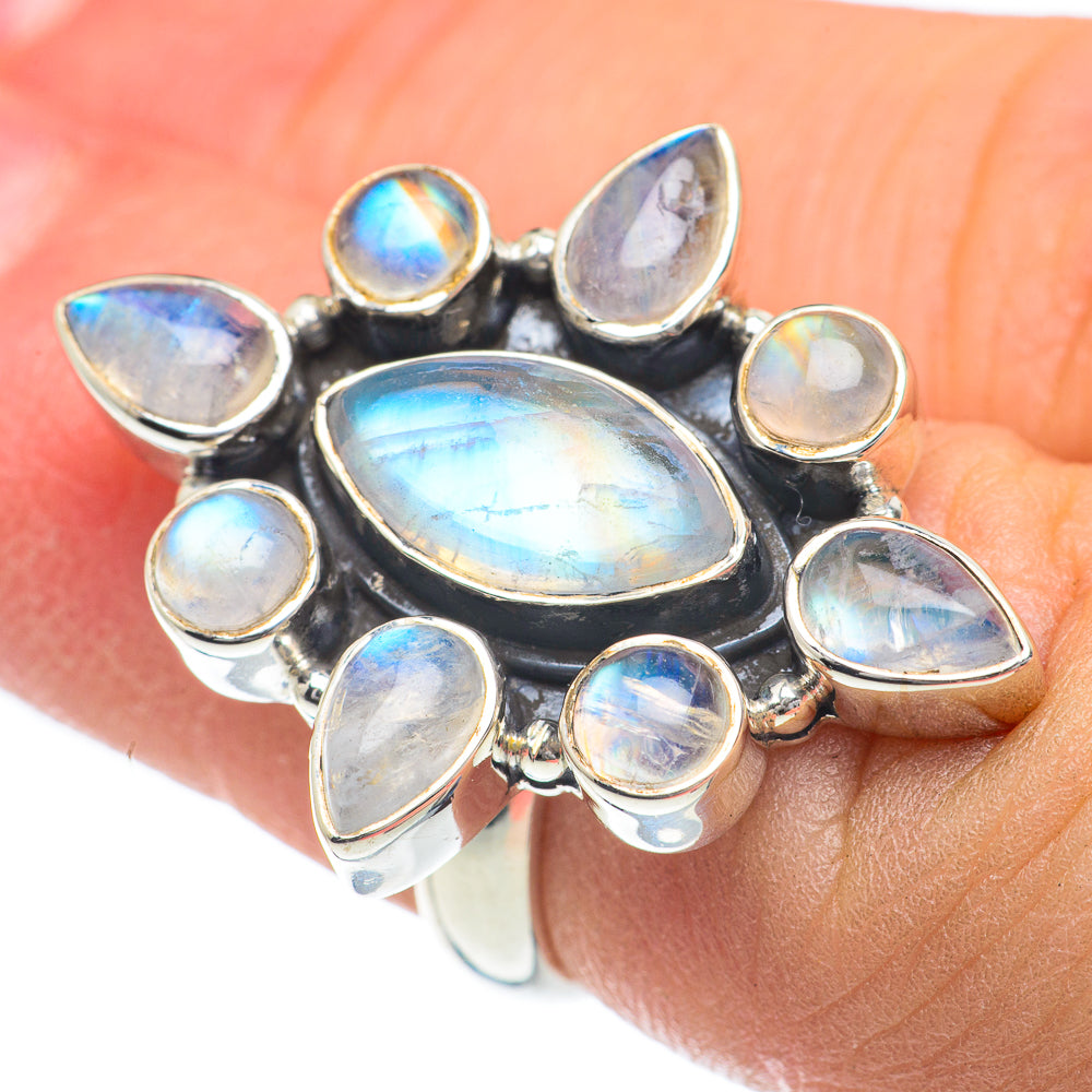 Rainbow Moonstone Rings handcrafted by Ana Silver Co - RING62112