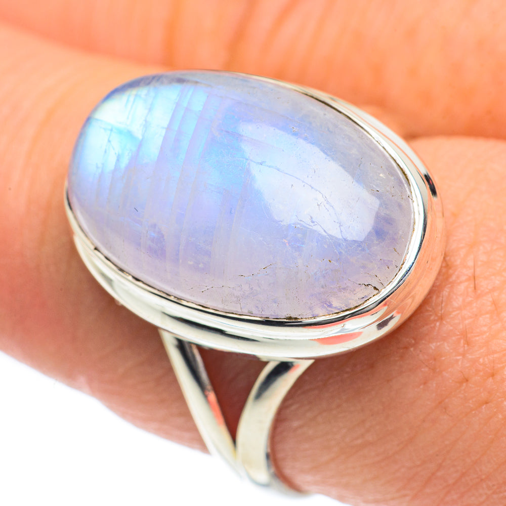 Rainbow Moonstone Rings handcrafted by Ana Silver Co - RING62113