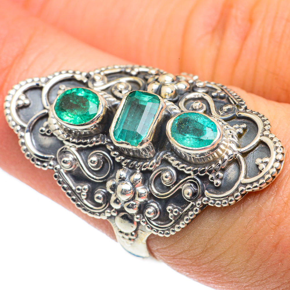 Zambian Emerald Rings handcrafted by Ana Silver Co - RING62125