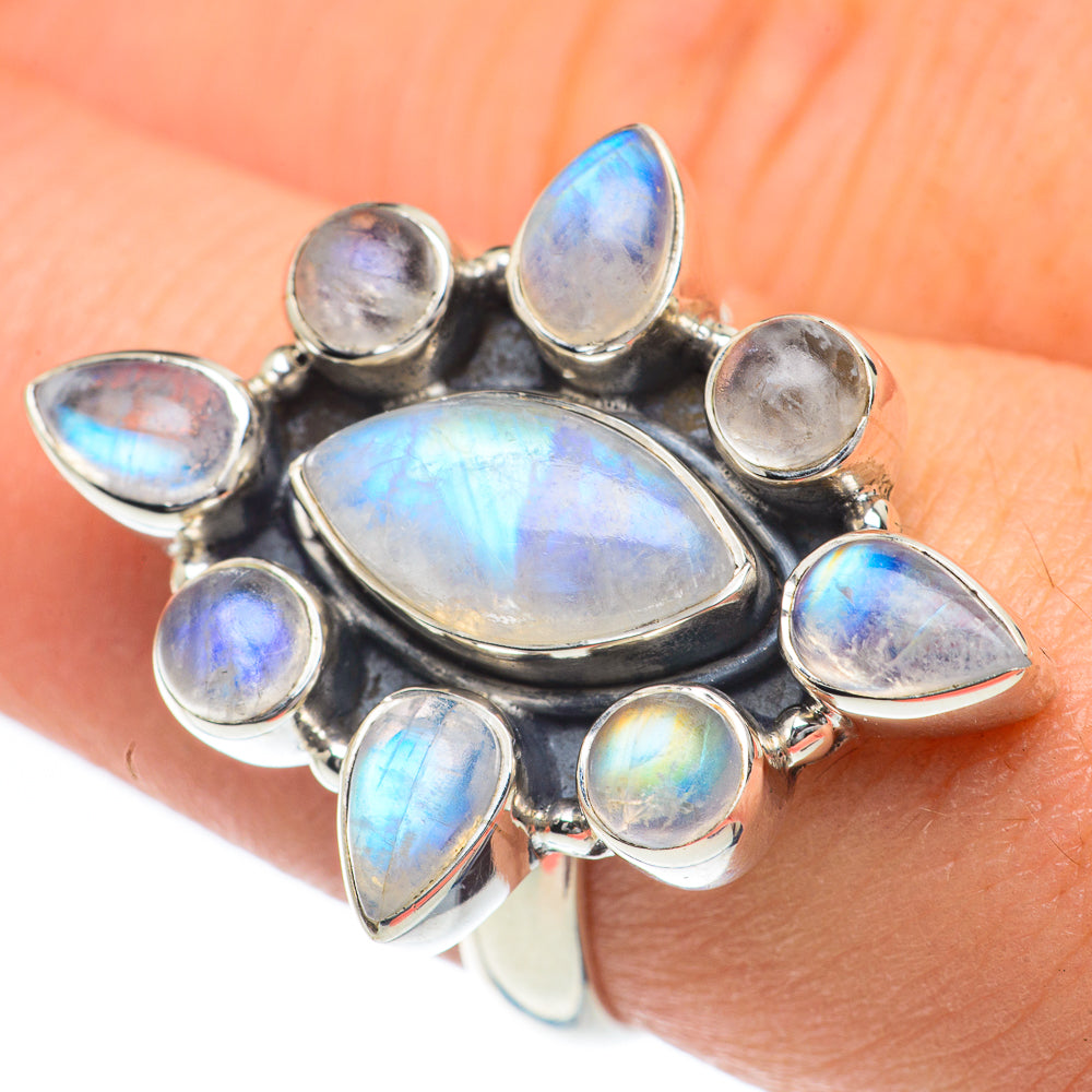 Rainbow Moonstone Rings handcrafted by Ana Silver Co - RING62143
