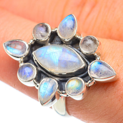Rainbow Moonstone Rings handcrafted by Ana Silver Co - RING62143