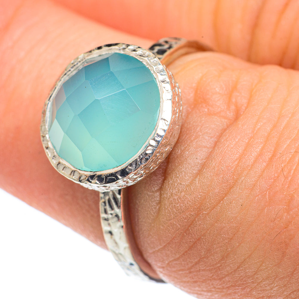 Aqua Chalcedony Rings handcrafted by Ana Silver Co - RING62147