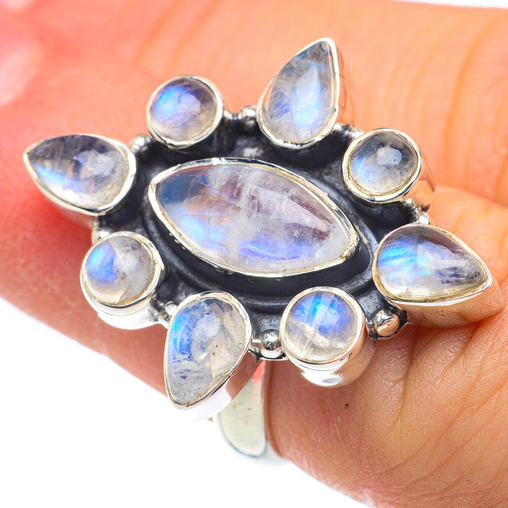 Rainbow Moonstone Rings handcrafted by Ana Silver Co - RING62168