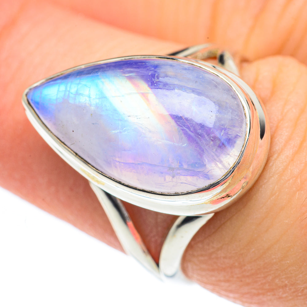 Rainbow Moonstone Rings handcrafted by Ana Silver Co - RING62186