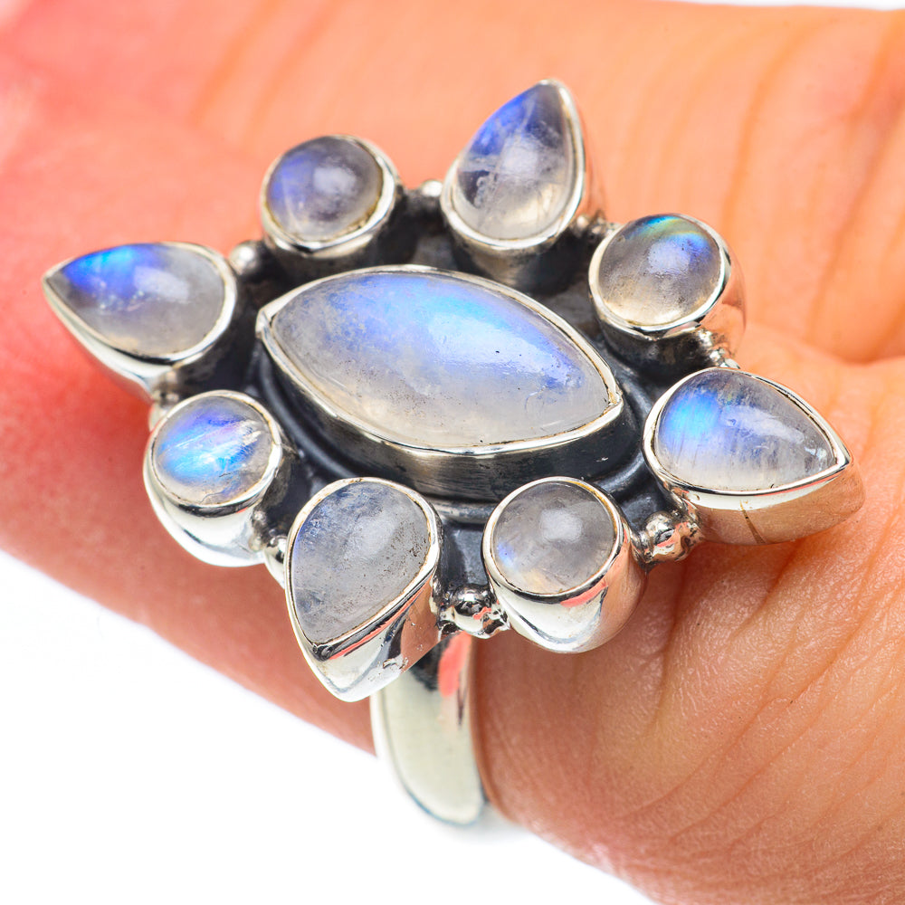 Rainbow Moonstone Rings handcrafted by Ana Silver Co - RING62191
