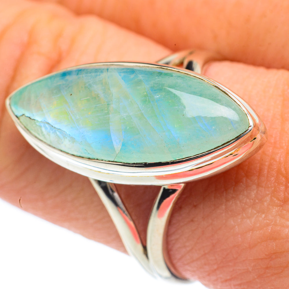 Rainbow Moonstone Rings handcrafted by Ana Silver Co - RING62220