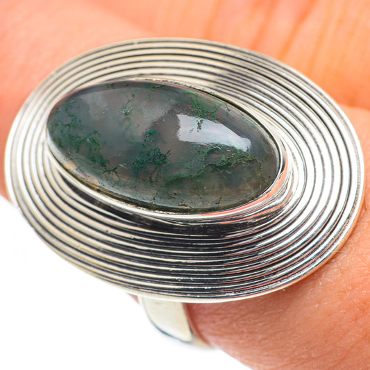Green Moss Agate Rings handcrafted by Ana Silver Co - RING62318