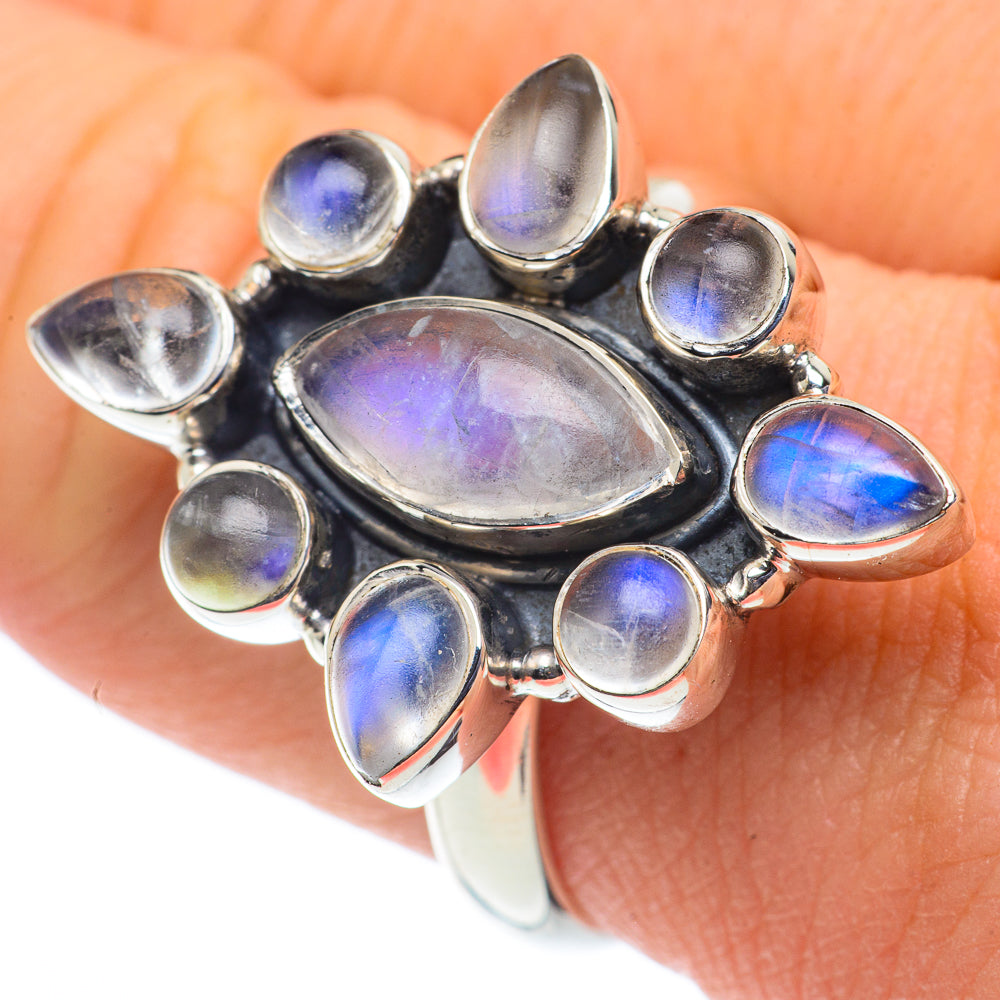Rainbow Moonstone Rings handcrafted by Ana Silver Co - RING62378