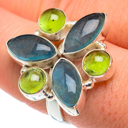 Blue Fluorite, Peridot Rings handcrafted by Ana Silver Co - RING62388
