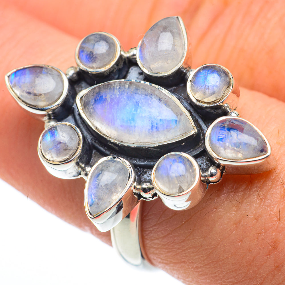 Rainbow Moonstone Rings handcrafted by Ana Silver Co - RING62414