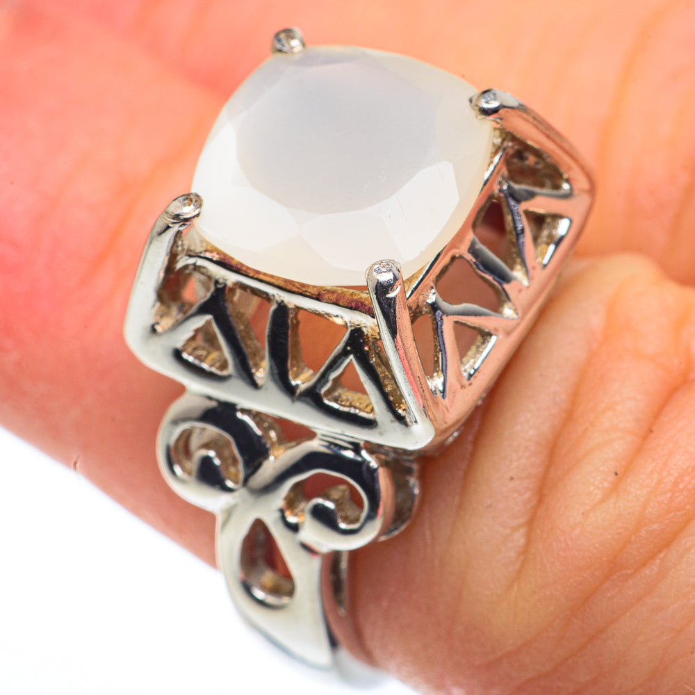 Rainbow Moonstone Rings handcrafted by Ana Silver Co - RING62415