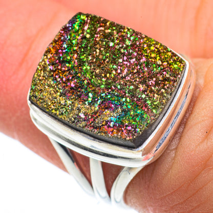 Spectro Pyrite Druzy Rings handcrafted by Ana Silver Co - RING62441