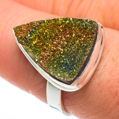 Spectro Pyrite Druzy Rings handcrafted by Ana Silver Co - RING62442
