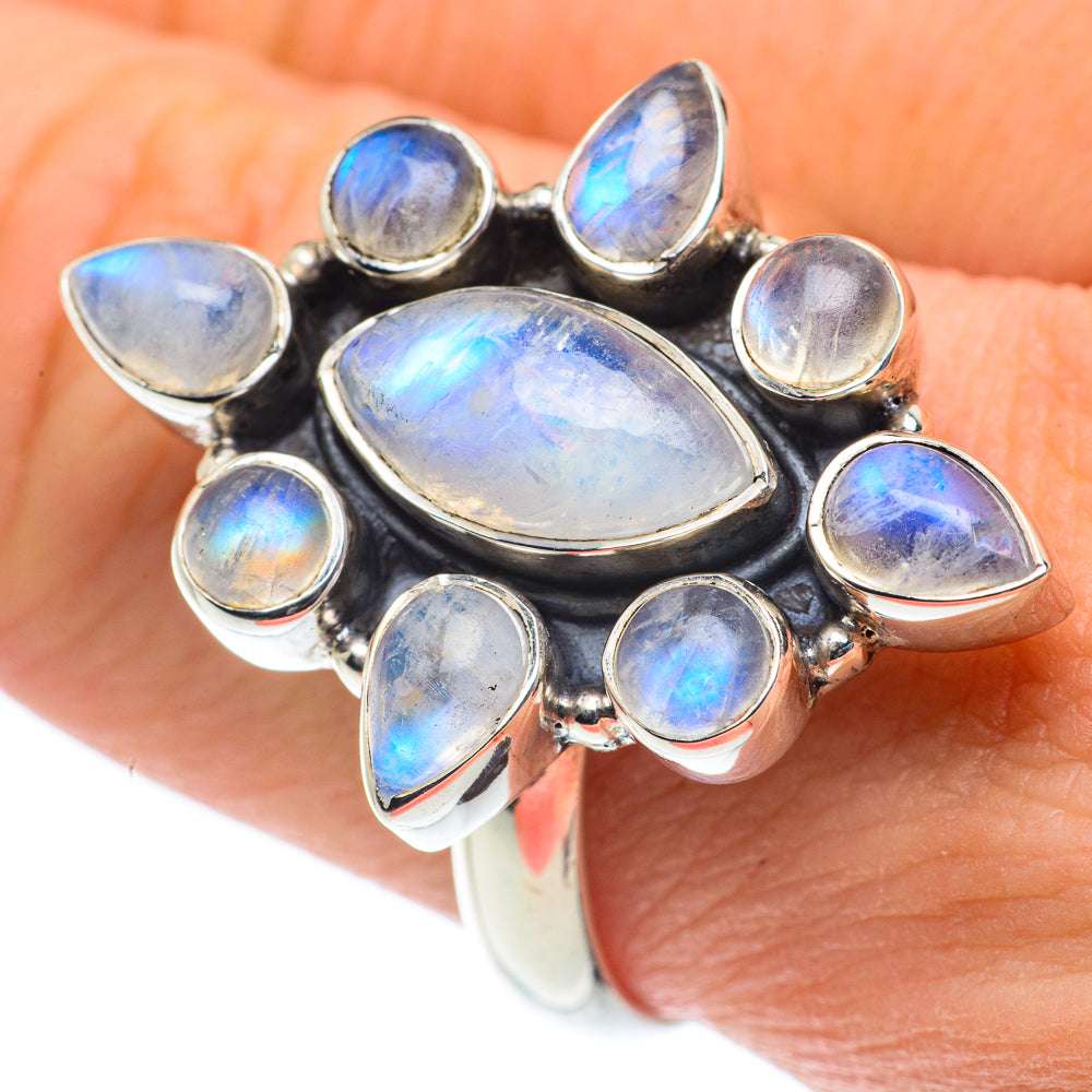 Rainbow Moonstone Rings handcrafted by Ana Silver Co - RING62445