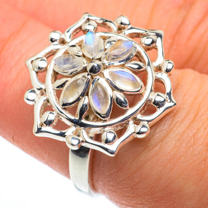 Rainbow Moonstone Rings handcrafted by Ana Silver Co - RING62446