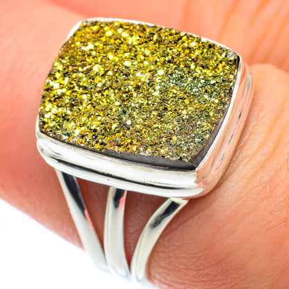 Spectro Pyrite Druzy Rings handcrafted by Ana Silver Co - RING62472
