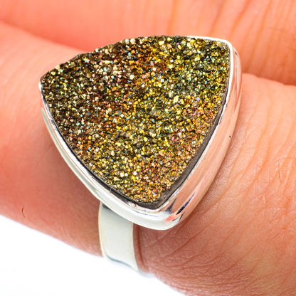 Spectro Pyrite Druzy Rings handcrafted by Ana Silver Co - RING62503