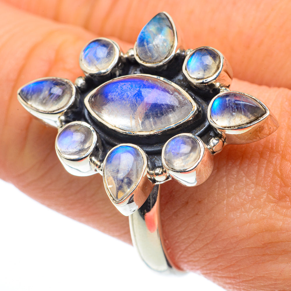 Rainbow Moonstone Rings handcrafted by Ana Silver Co - RING62508