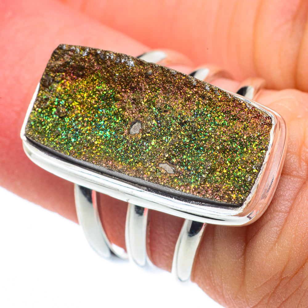 Spectro Pyrite Druzy Rings handcrafted by Ana Silver Co - RING62558