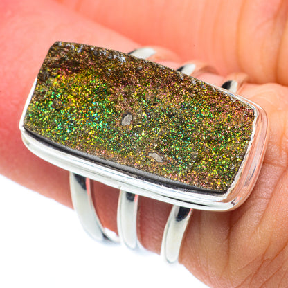 Spectro Pyrite Druzy Rings handcrafted by Ana Silver Co - RING62558