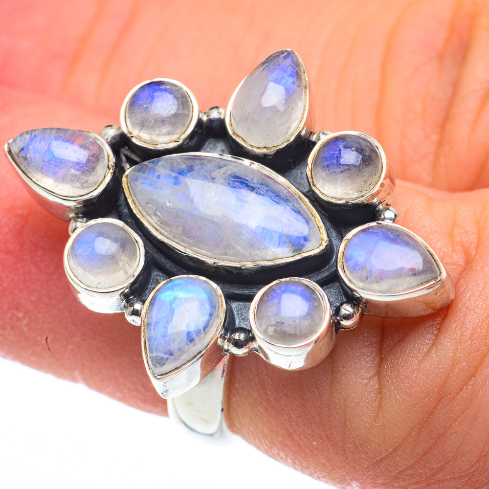 Rainbow Moonstone Rings handcrafted by Ana Silver Co - RING62560