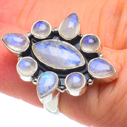 Rainbow Moonstone Rings handcrafted by Ana Silver Co - RING62560