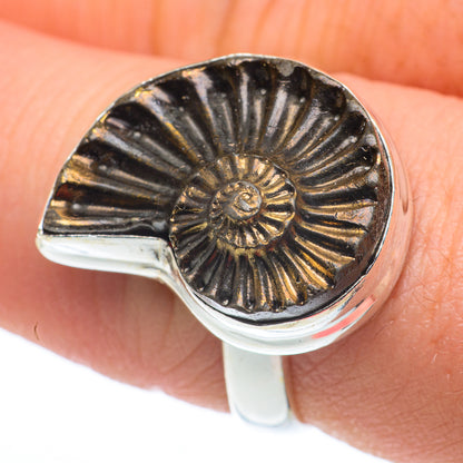 Pyrite Fossil Rings handcrafted by Ana Silver Co - RING62588