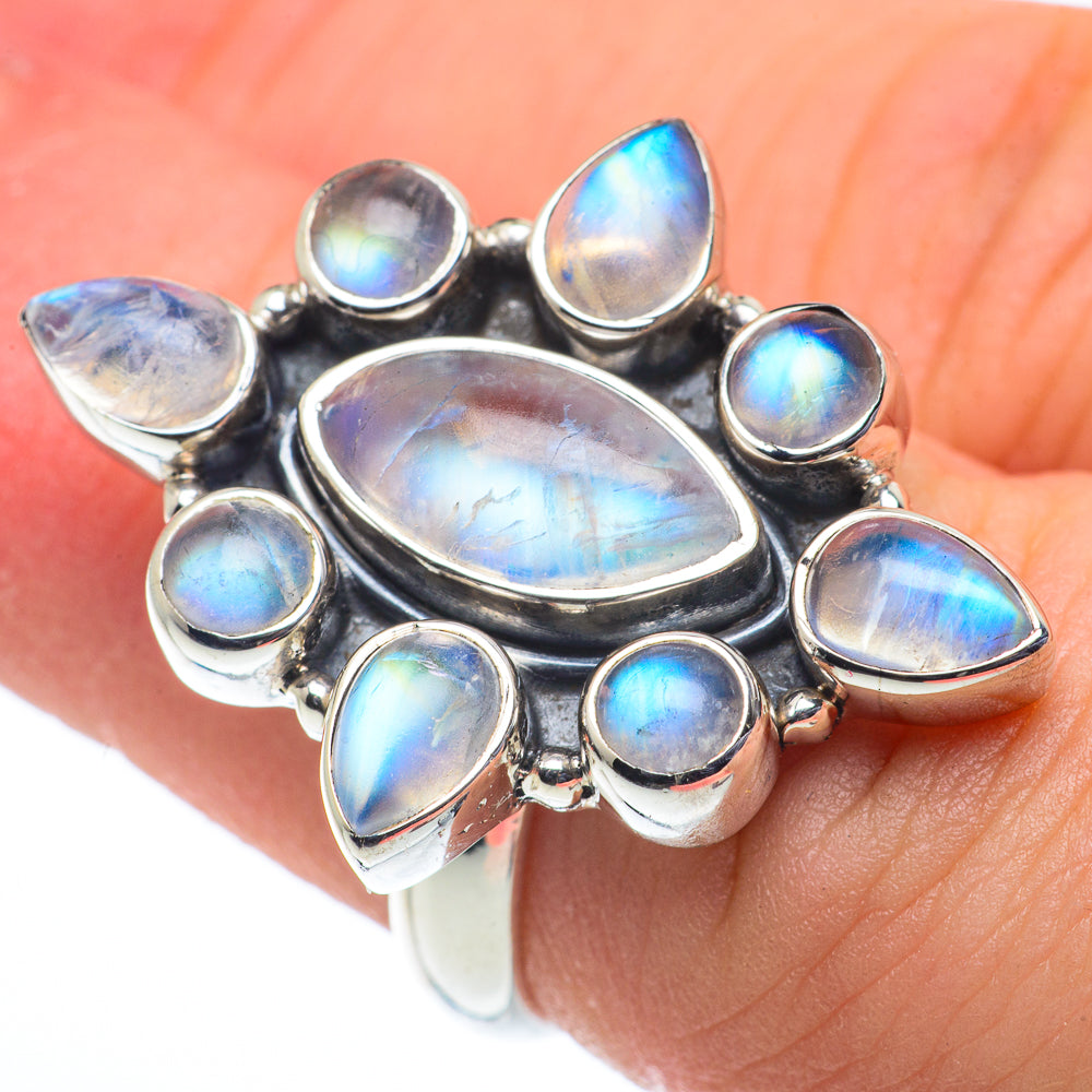 Rainbow Moonstone Rings handcrafted by Ana Silver Co - RING62589
