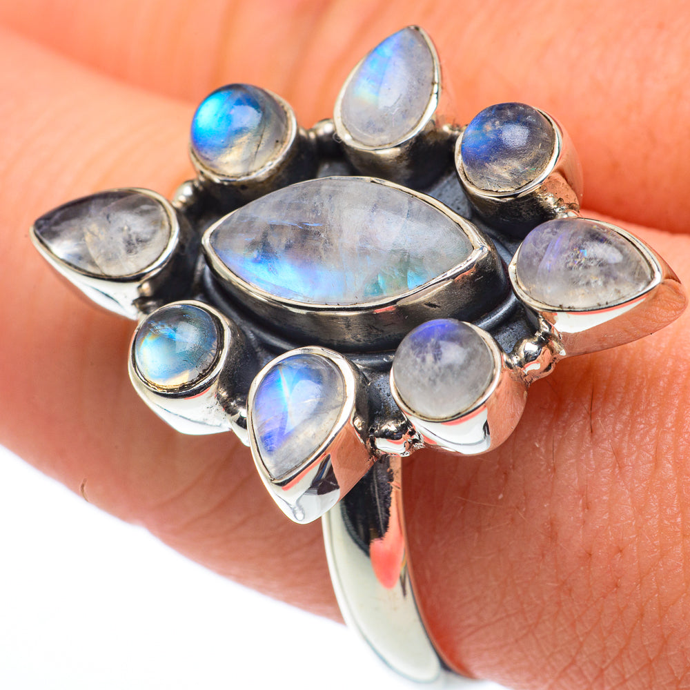 Rainbow Moonstone Rings handcrafted by Ana Silver Co - RING62614