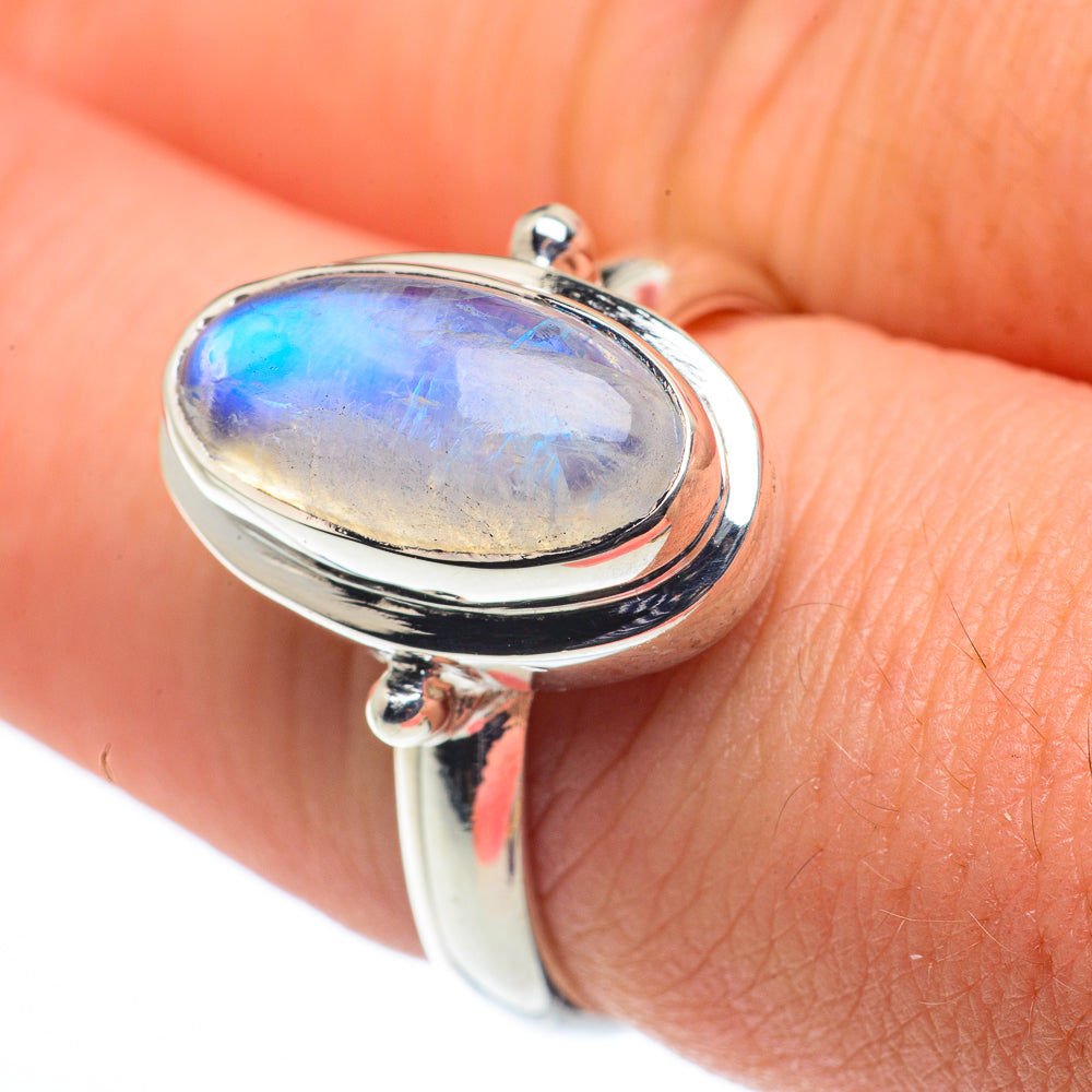 Rainbow Moonstone Rings handcrafted by Ana Silver Co - RING62615
