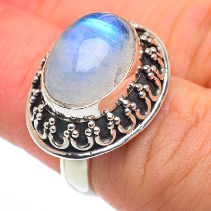Rainbow Moonstone Rings handcrafted by Ana Silver Co - RING62643