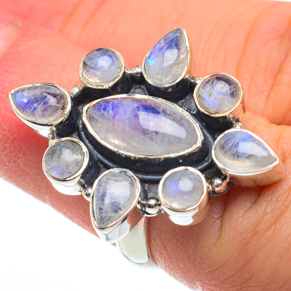 Rainbow Moonstone Rings handcrafted by Ana Silver Co - RING62644
