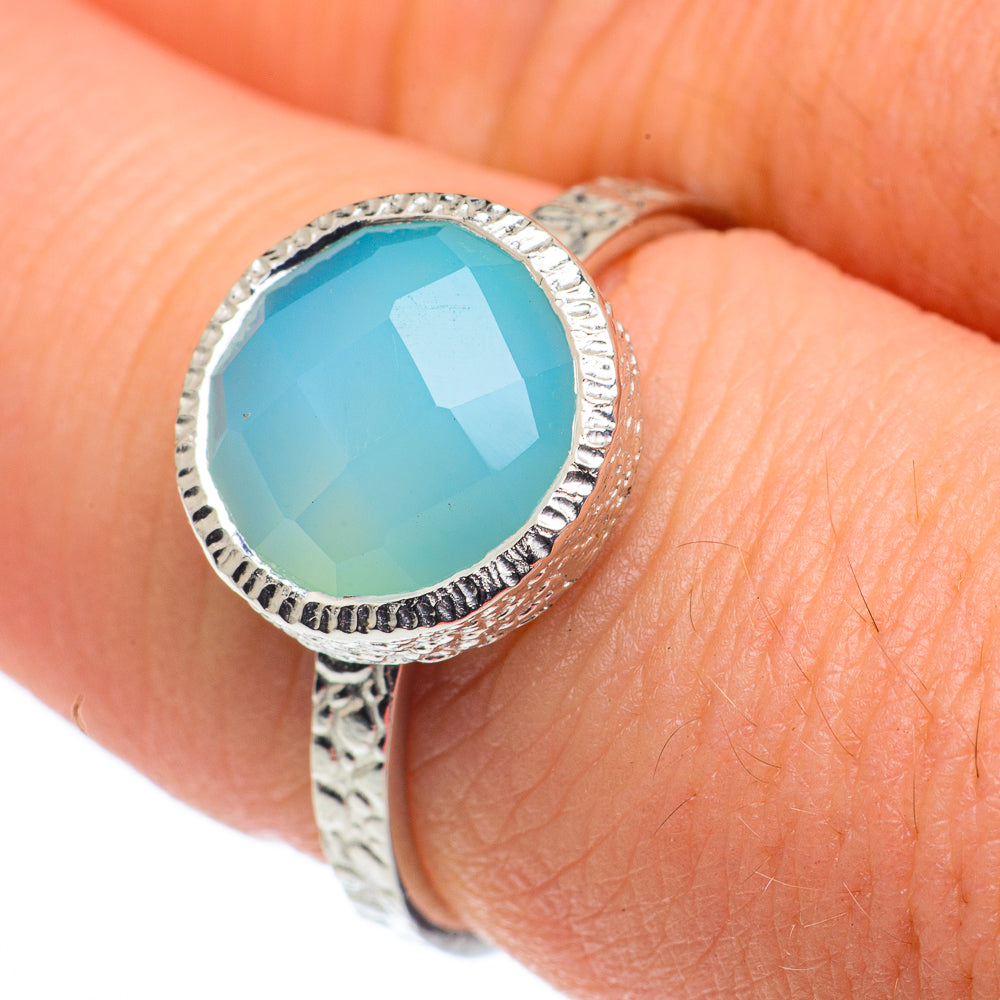 Aqua Chalcedony Rings handcrafted by Ana Silver Co - RING62648