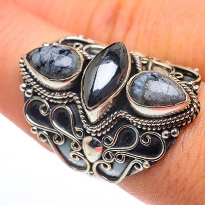 Hematite, Snowflake Obsidian Rings handcrafted by Ana Silver Co - RING62678