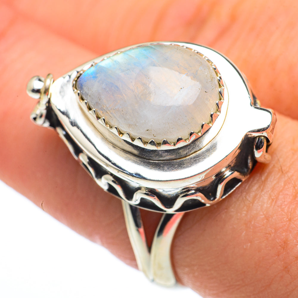 Rainbow Moonstone Rings handcrafted by Ana Silver Co - RING62713