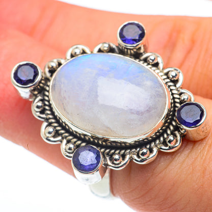 Rainbow Moonstone, Tanzanite Rings handcrafted by Ana Silver Co - RING62714