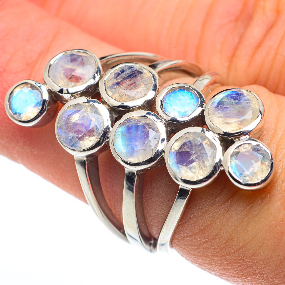 Rainbow Moonstone Rings handcrafted by Ana Silver Co - RING62730