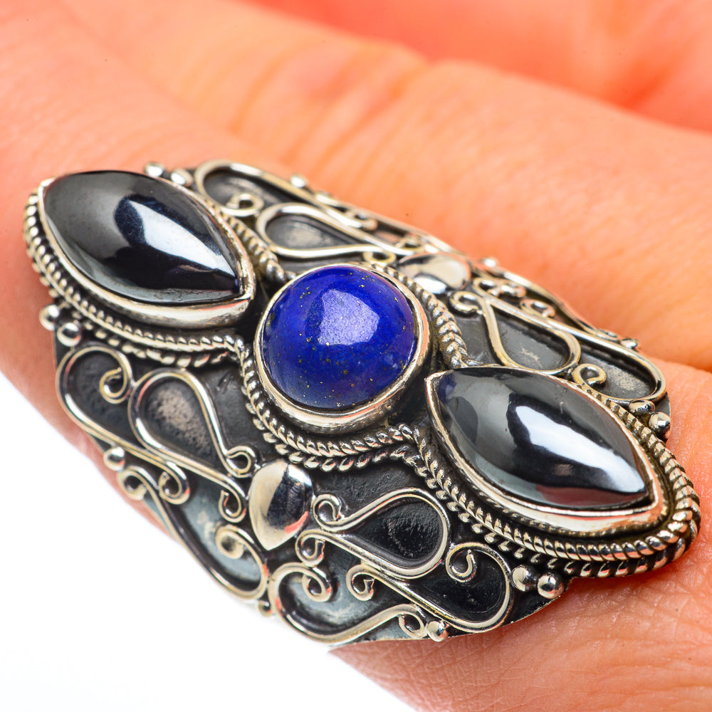 Lapis Lazuli, Hematite Rings handcrafted by Ana Silver Co - RING62747