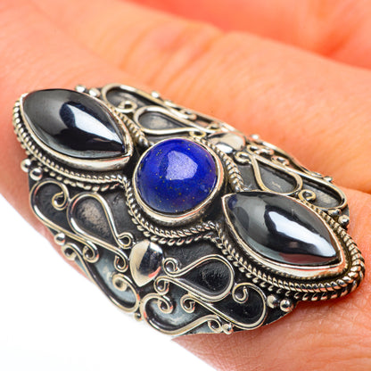 Lapis Lazuli, Hematite Rings handcrafted by Ana Silver Co - RING62747