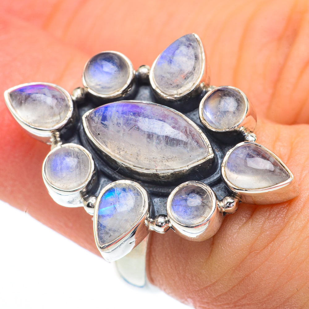 Rainbow Moonstone Rings handcrafted by Ana Silver Co - RING62777