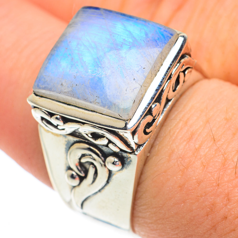 Rainbow Moonstone Rings handcrafted by Ana Silver Co - RING62811
