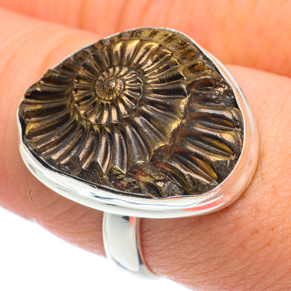 Pyrite Fossil Rings handcrafted by Ana Silver Co - RING62840