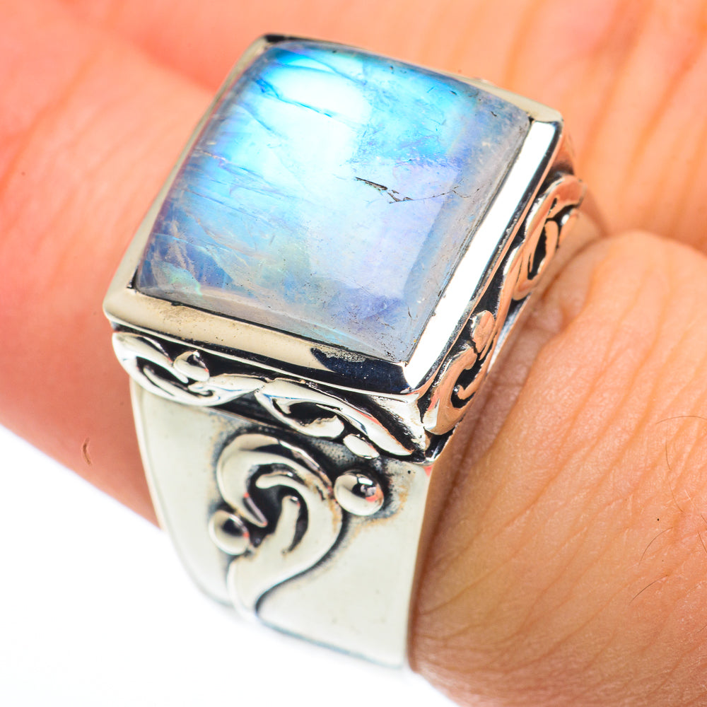 Rainbow Moonstone Rings handcrafted by Ana Silver Co - RING62841