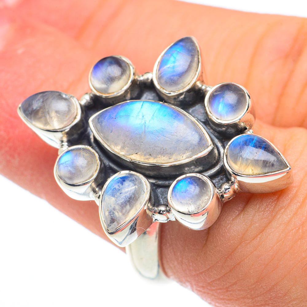 Rainbow Moonstone Rings handcrafted by Ana Silver Co - RING62842